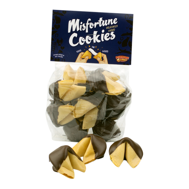 Chocolate dipped Misfortunes Cookies